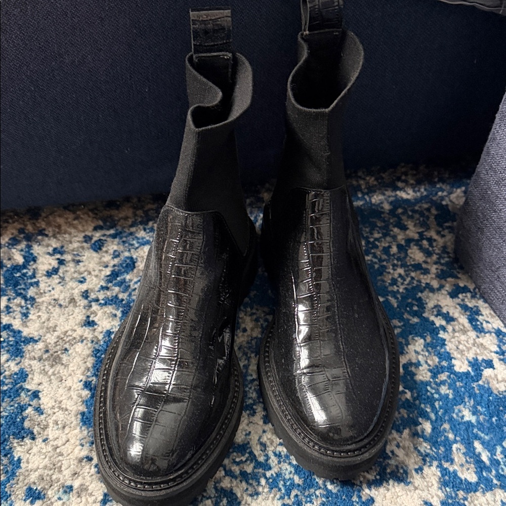 Loeffler Randall Black Crocodile Texture Women’s Boots